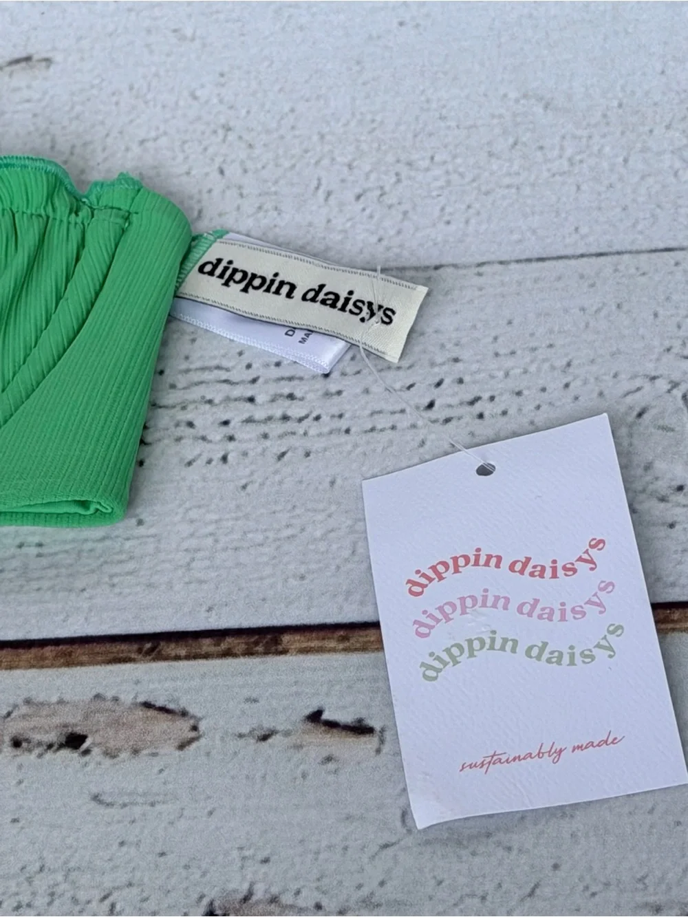 NWT Dippin' Daisy's Green Ribbed Ines Underwire Bikini Top - TOP ONLY